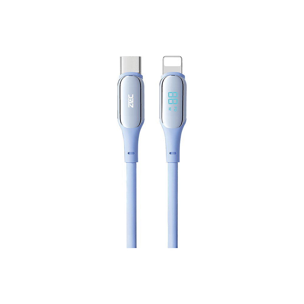 สายชาร์จเร็วซิลิโคน ZTEC รุ่น ZL541 27W ยาว 1.5 เมตร สีฟ้า (รองรับชาร์จเร็ว PD)